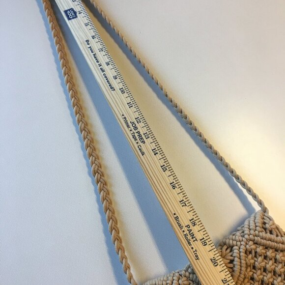 Crochet Crossbody Purse Tan Fringe Small Boho Festival - Picture 7 of 7